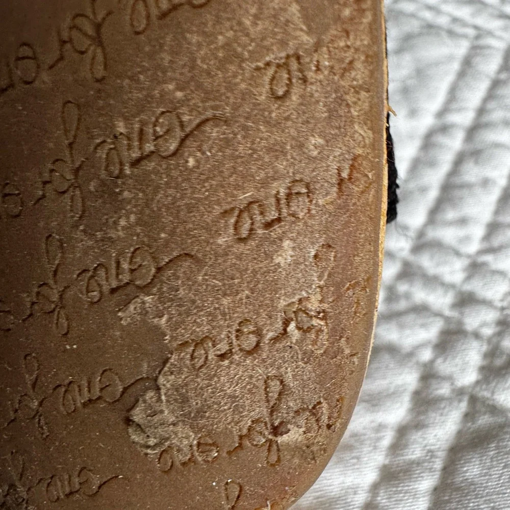 TOMS Classic Black Canvas Peep Toe Cork Wedge Heels Size 9.5 Euro-Summer